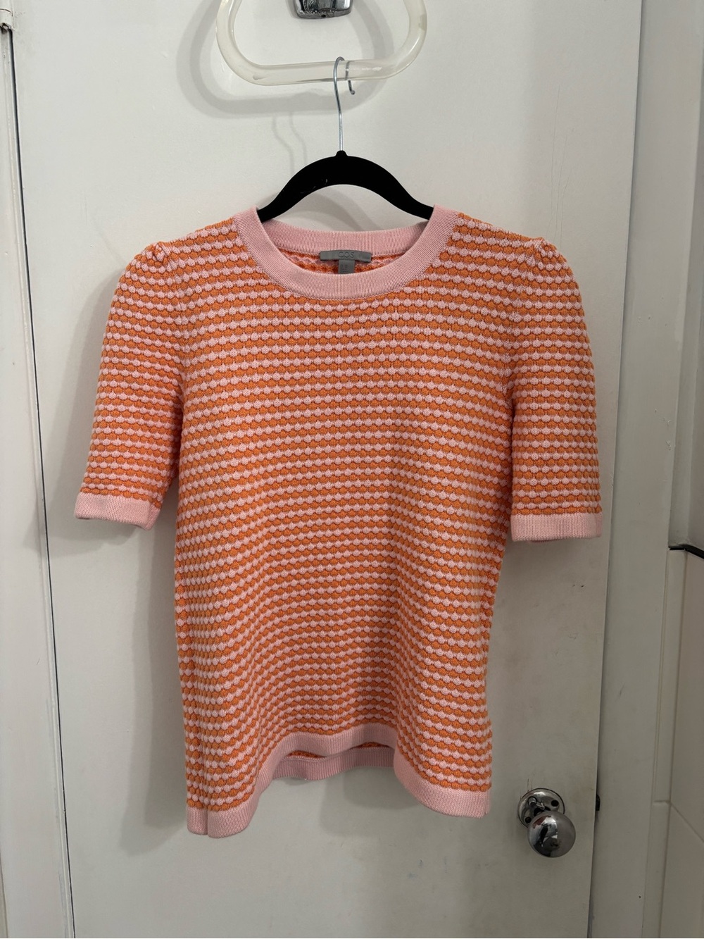 COS Pink and Orange Short-Sleeve Crew Sweater